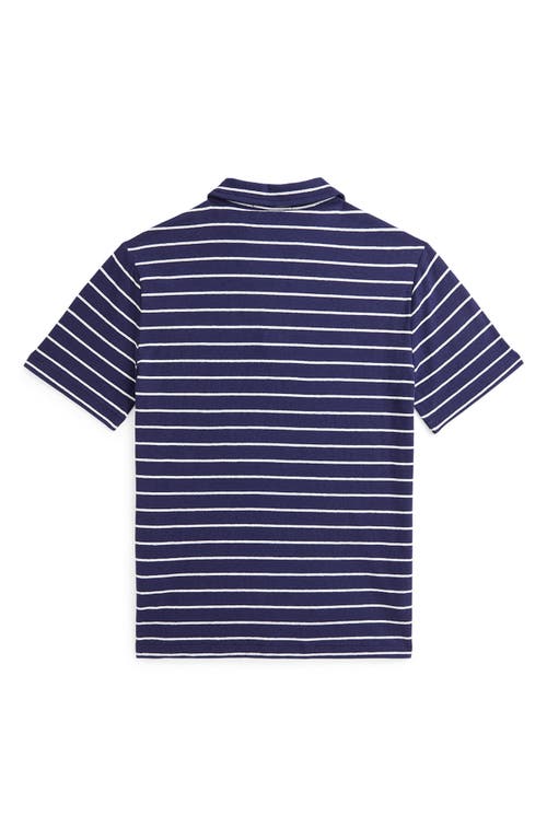 Polo Ralph Lauren Big Boys Striped Polo Shirt In Boathouse Navy/deckwash Wh