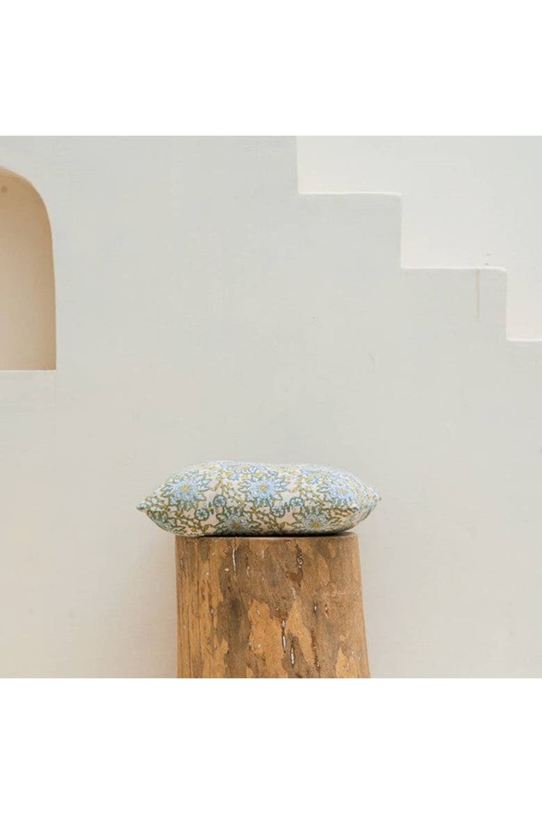 Bloom Blockprint Pillow - Cover Only, Alternate, color, Blue