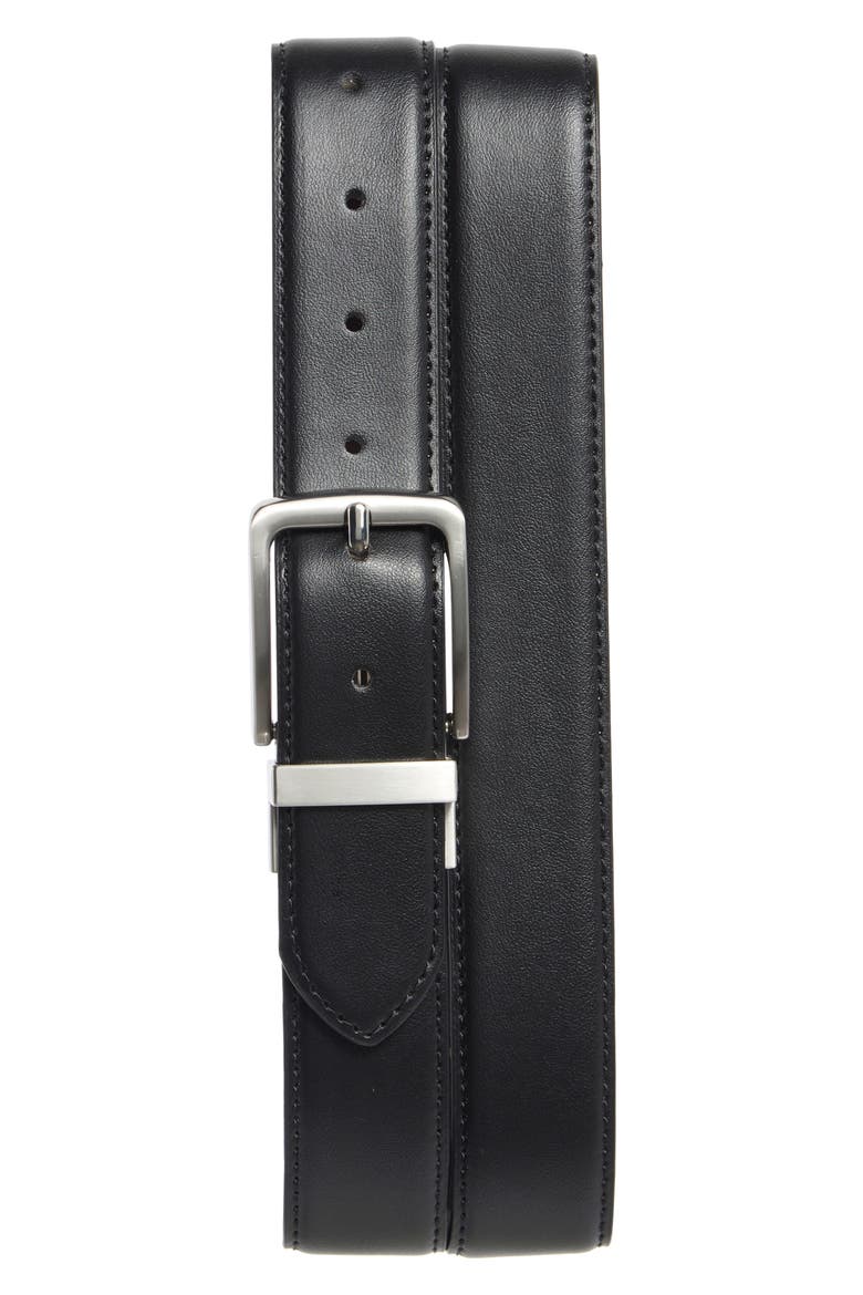 Casual Leather Belt, Main, color, BLACK/ BROWN