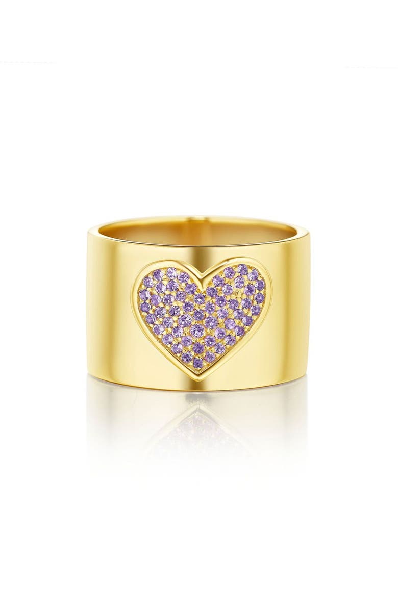 House of Frosted Pink Topaz Pavé Band Ring, Main, color, Yellow Gold