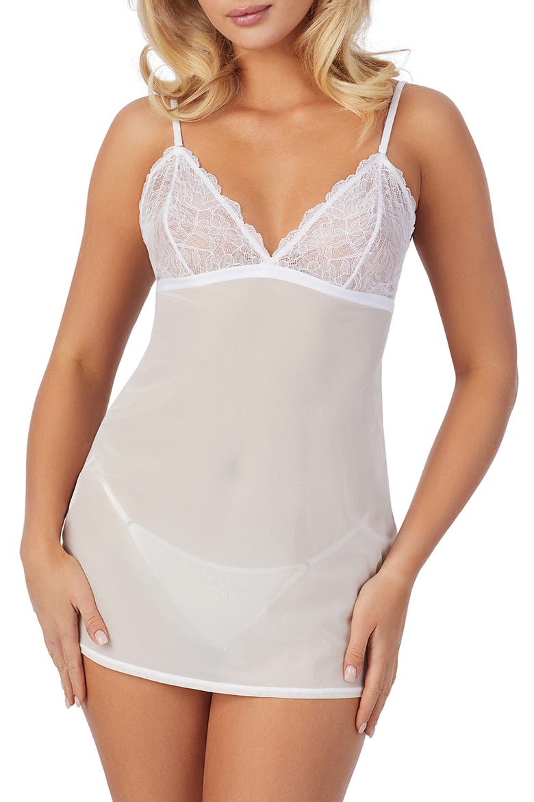 Luxe Lace Chemise & Thong Set, Main, color, WHITE