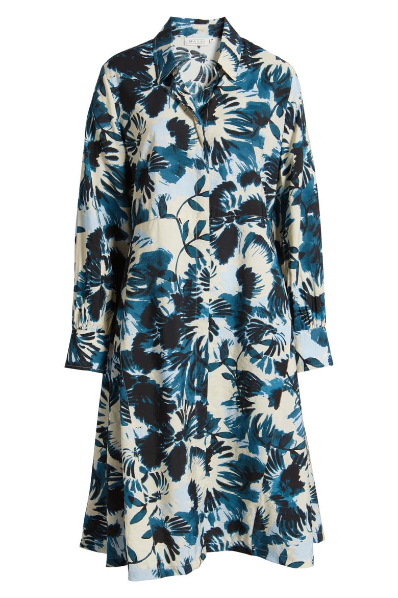 Nadia Long Sleeve Button Front Dress, Alternate, color, REFLECT POND