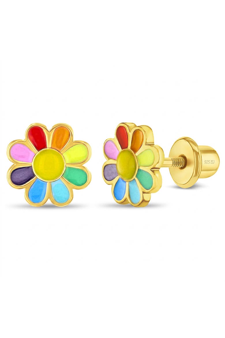 Rainbow Daisy Plated Earrings, Main, color, Multi-Color