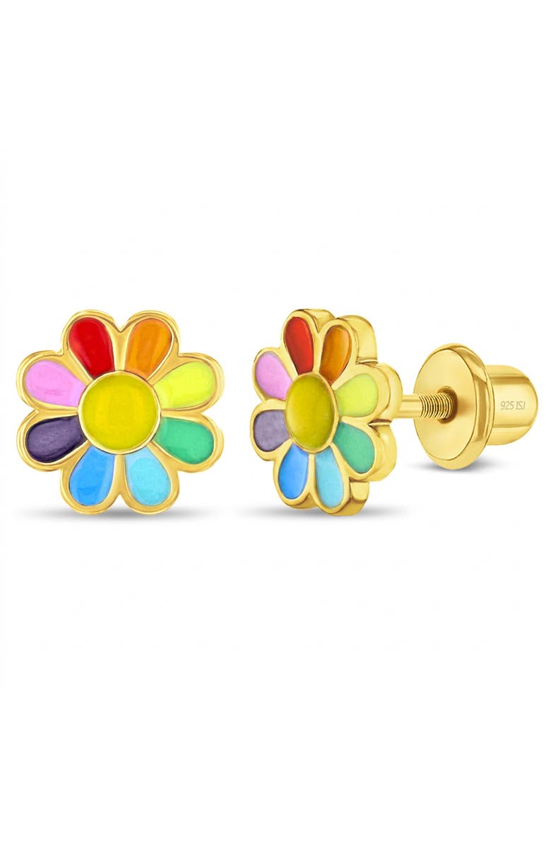In Season Jewelry Rainbow Daisy Plated Earrings, Main, color, Multi-Color