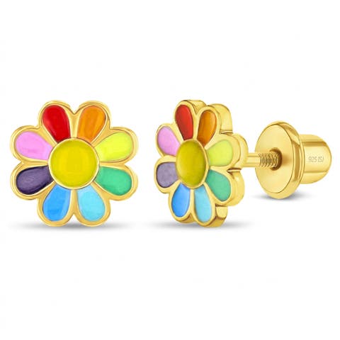 Rainbow Daisy Plated Earrings