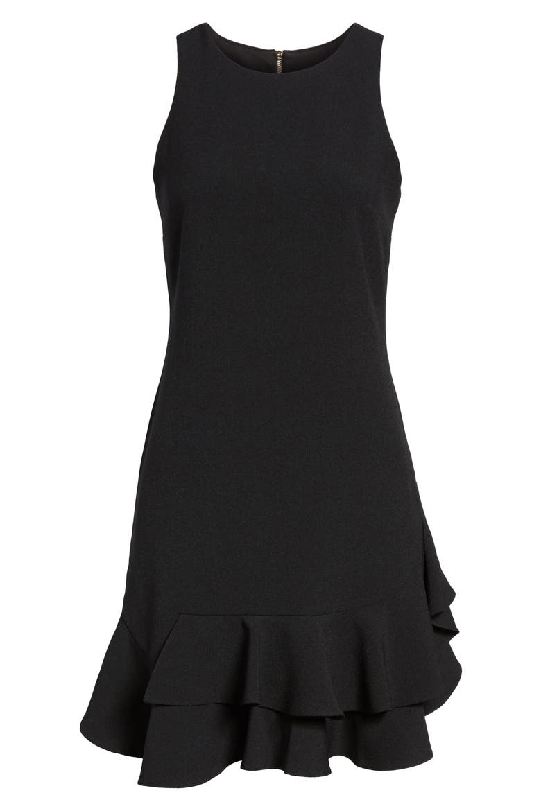 Tiered Ruffle Hem Mini Dress, Alternate, color, BLACK