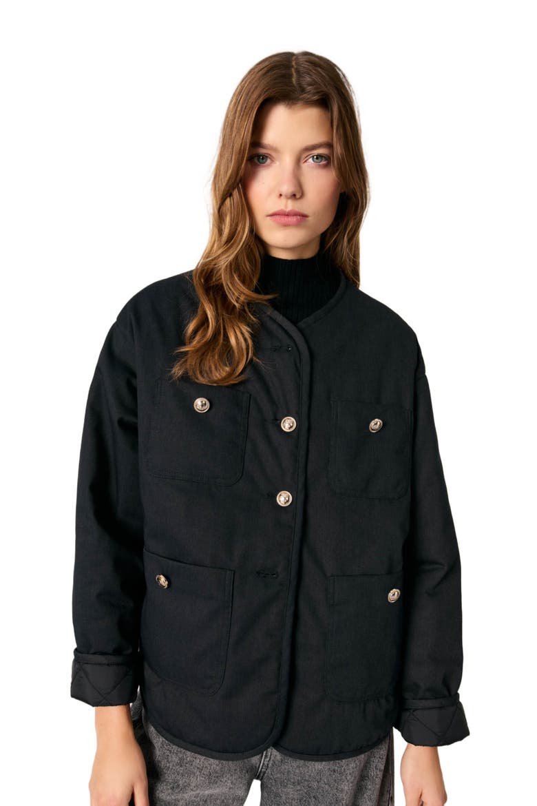 Reversible quilted coat, Alternate, color, Black
