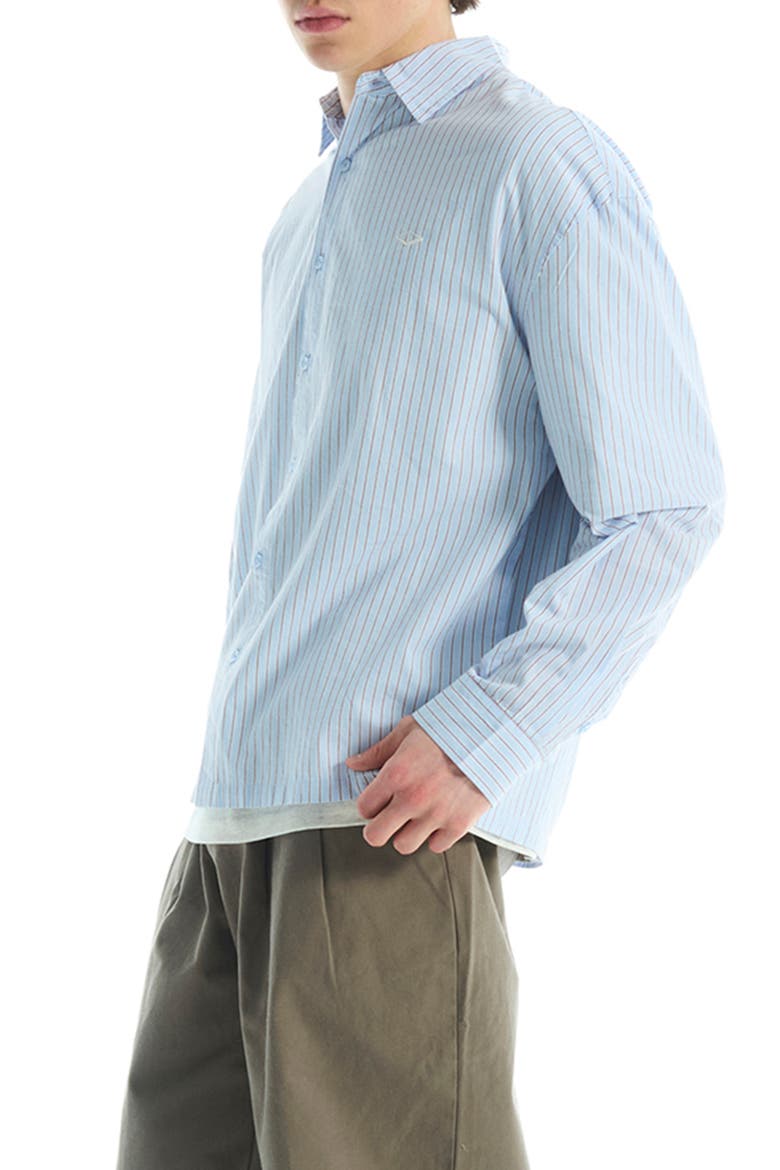 Off Court Boxy Fit Stripe Cotton Button-Up Shirt, Alternate, color, LIGHT BLUE