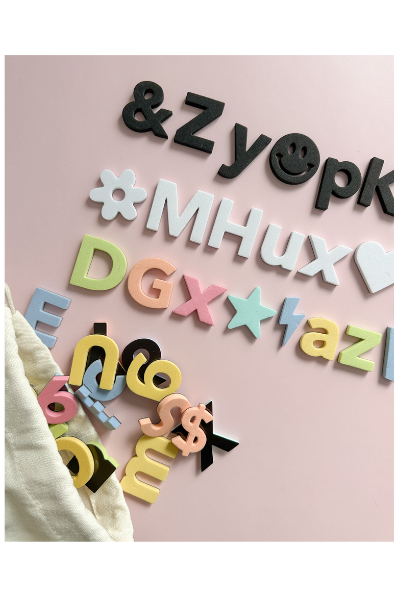 Soft Foam Magnetic Letters and Symbols Set, Alternate, color, Milky White