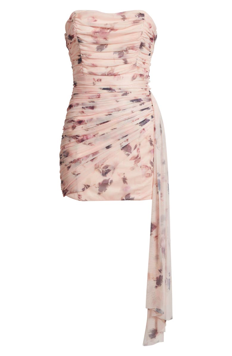 Lulus Kayla Floral Ruched Mesh Mini Cocktail Dress, Alternate, color, Pink Floral
