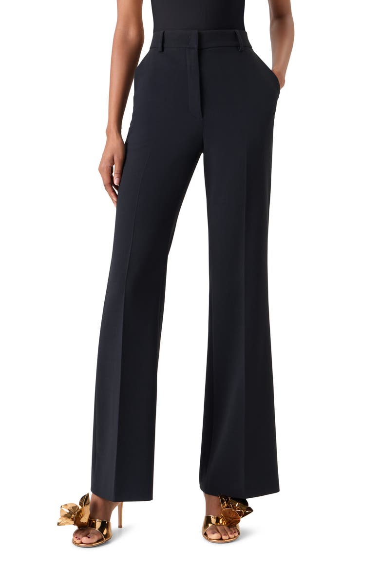 Florine Wide Leg Wool Blend Pants, Main, color, BLACK