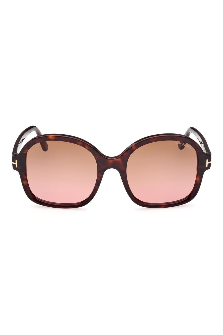 Hanley 57mm Butterfly Sunglasses, Main, color, SHINY DARK HAVANA / BROWN
