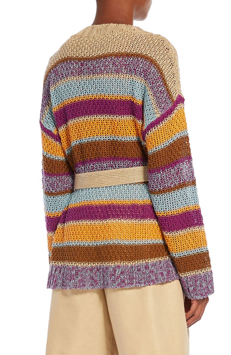 Weekend Max Mara Kabala Stripe Tie Waist Cardigan, Alternate, color, 