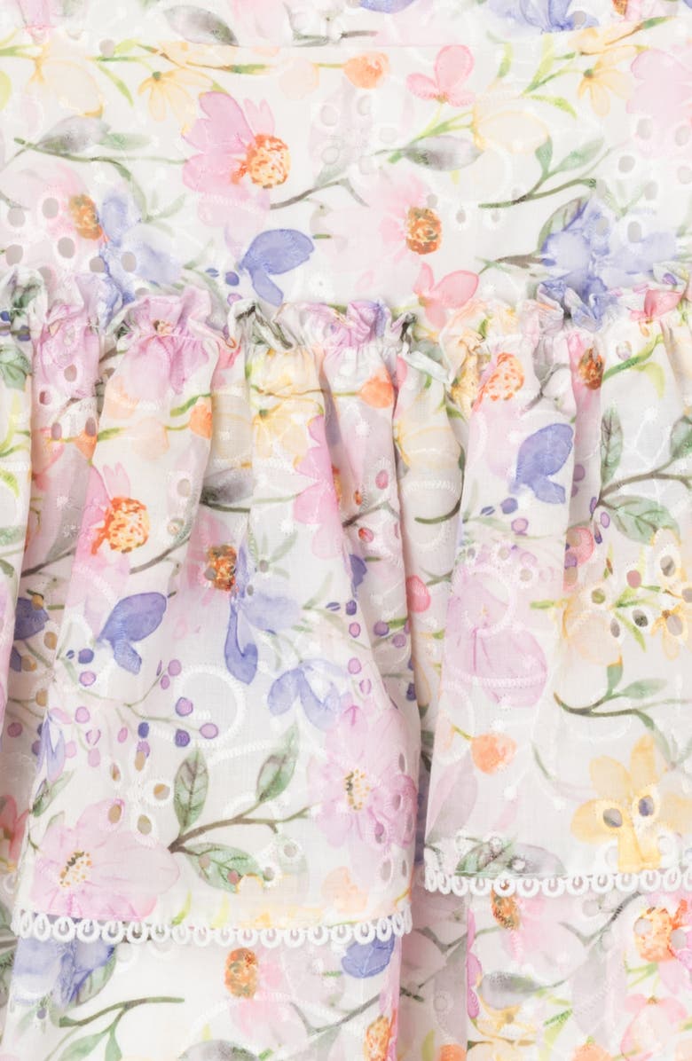 Rare Editions Kids' Flutter Sleeve Floral Eyelet Dress, Alternate, color,