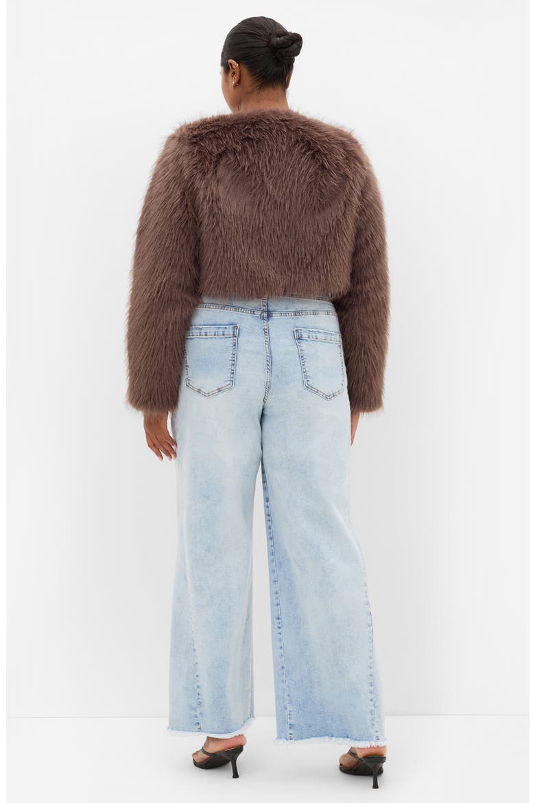 Angelica Faux Fur Crop Jacket, Alternate, color, TRUFFLE