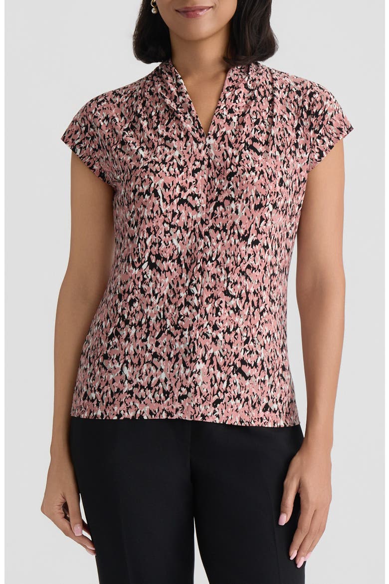 Abstract Print Funnel Neck Knit Top, Main, color, TEAROSE MULTI