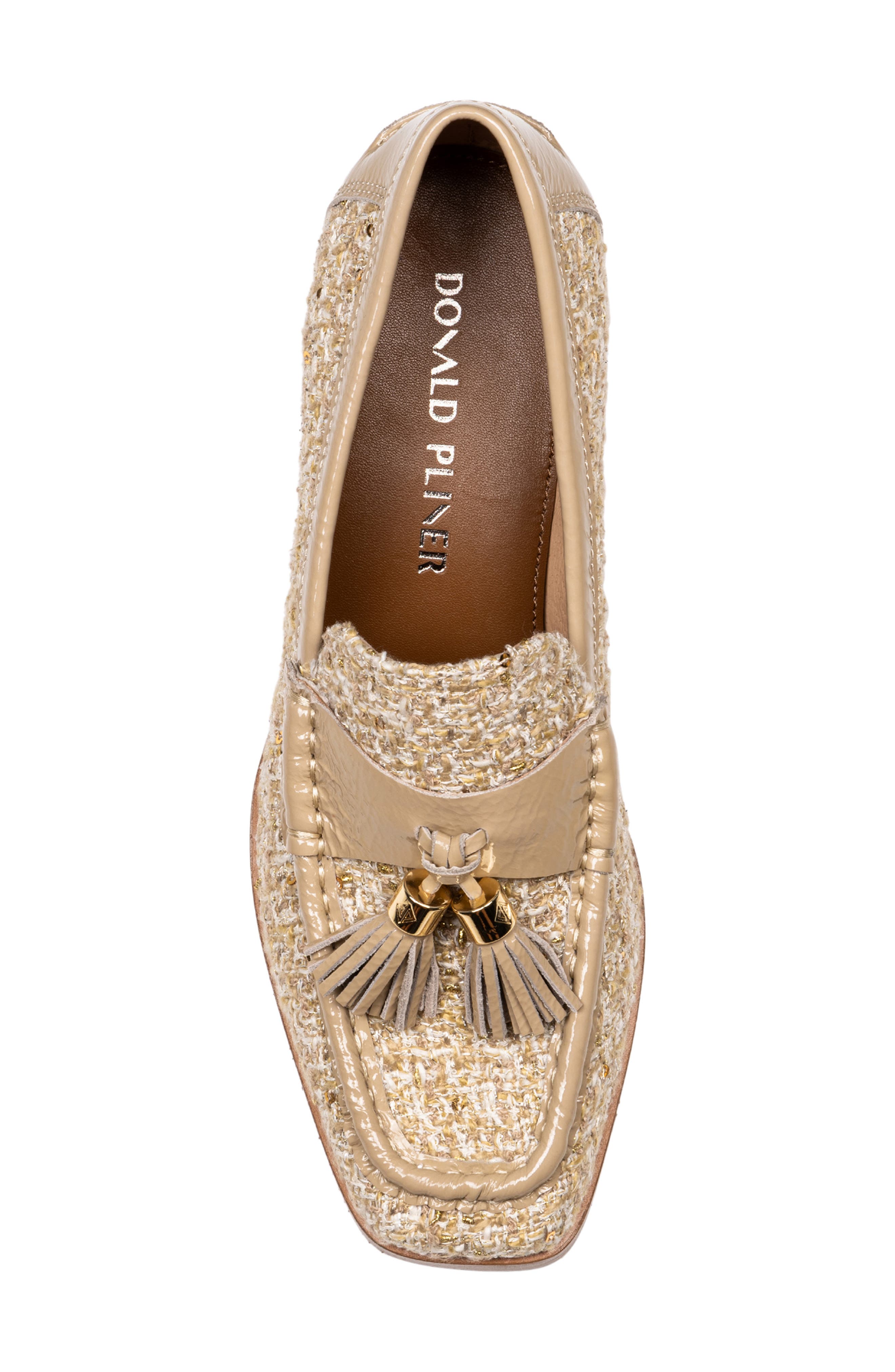 Donald Pliner Tailored Heel Bouclé Loafer, Alternate, color, Camel