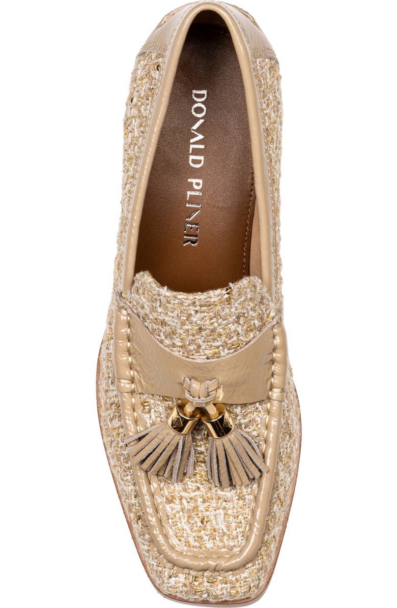 Donald Pliner Tailored Heel Bouclé Loafer, Alternate, color, Camel