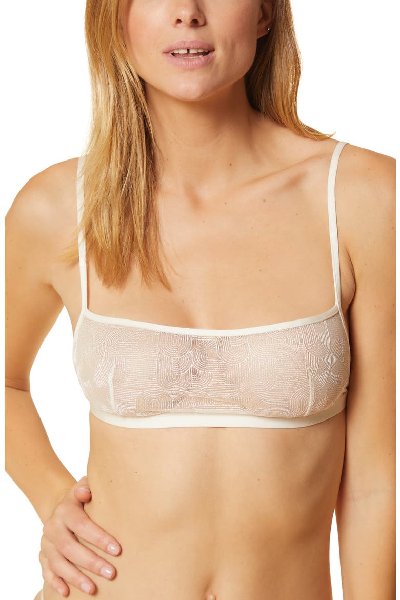 Groovy Bandeau Tulle Bralette, Main, color, ECRU