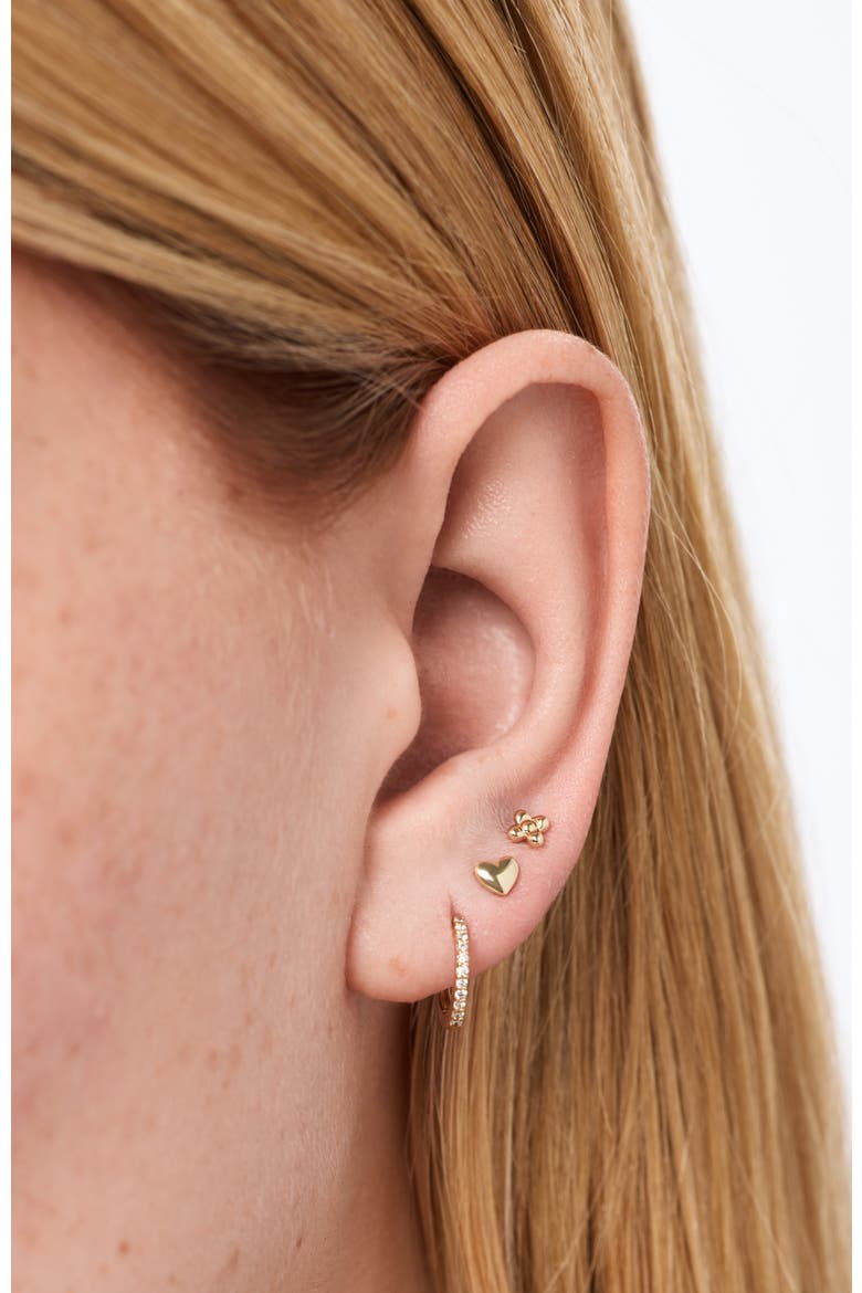 Solid Yellow Gold - Heart Flatback Studs, Alternate, color, Gold