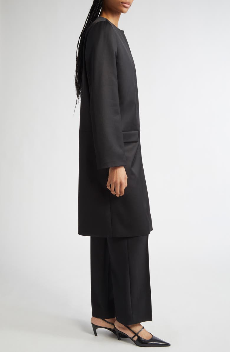 TOTEME Collarless Chintz Coat, Alternate, color, Black