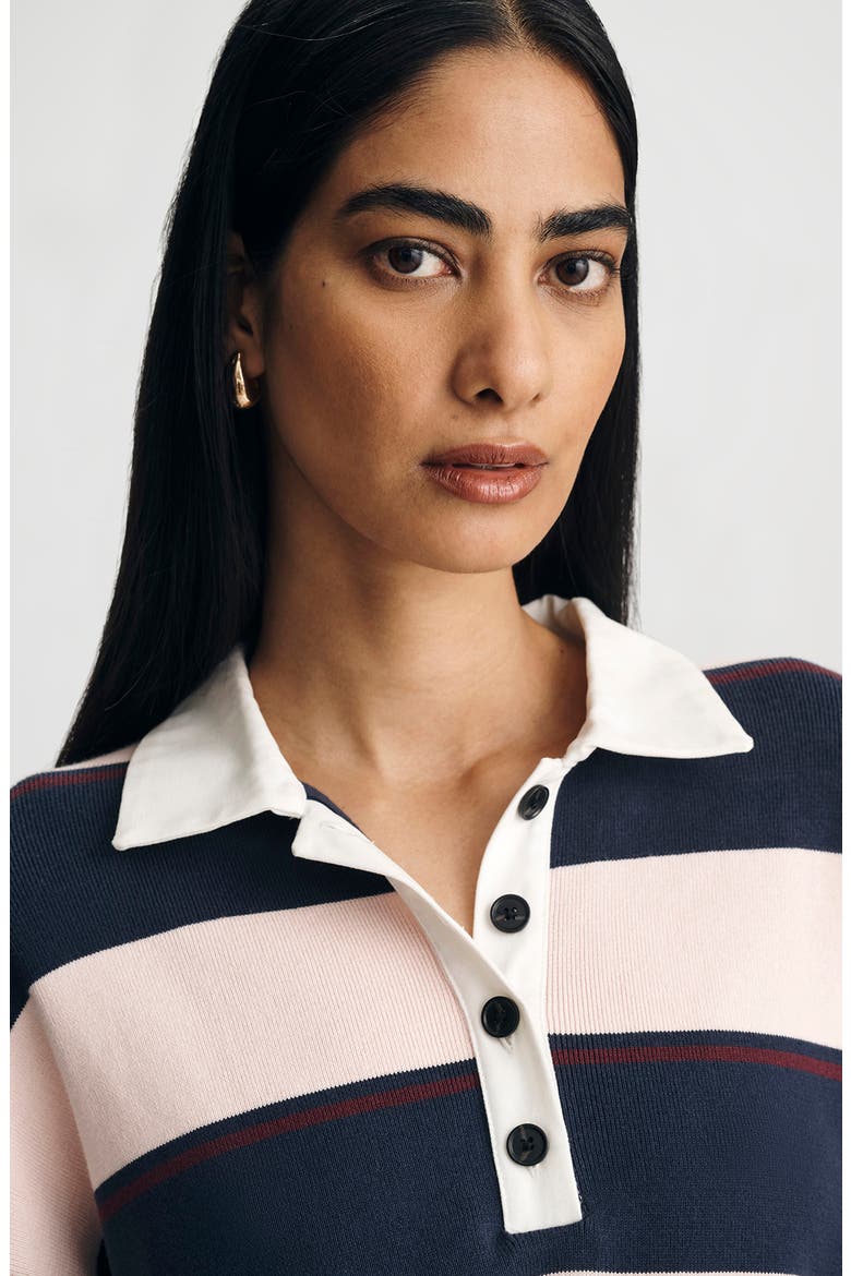 Stripe Rugby Polo Sweater, Alternate, color, PEACOAT STRIPE