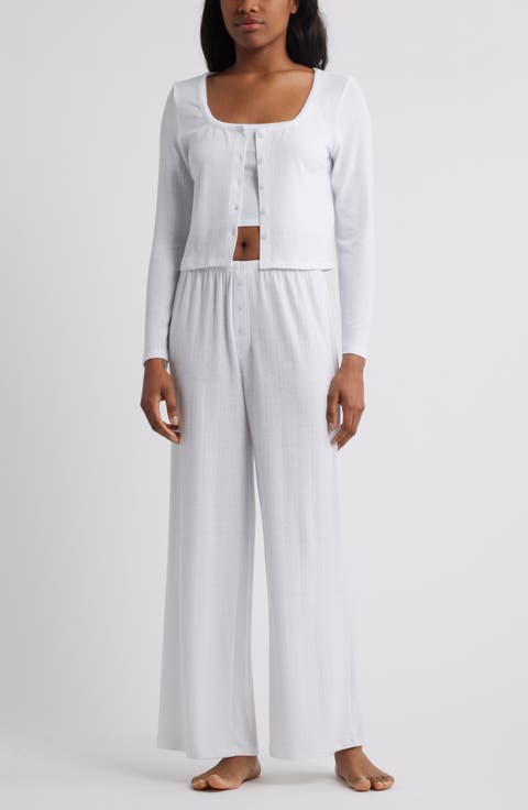 3-Piece Pointelle Knit Pajamas