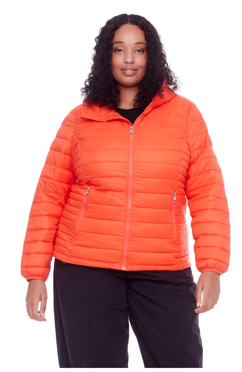 Alpine North YOHO PLUS SIZE - Vegan Down Lightweight Packable Puffer Jacket & Bag, Main, color, Tangerine