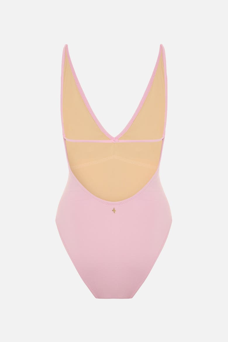 Low Back V Neck Swimsuit, Alternate, color, Pink