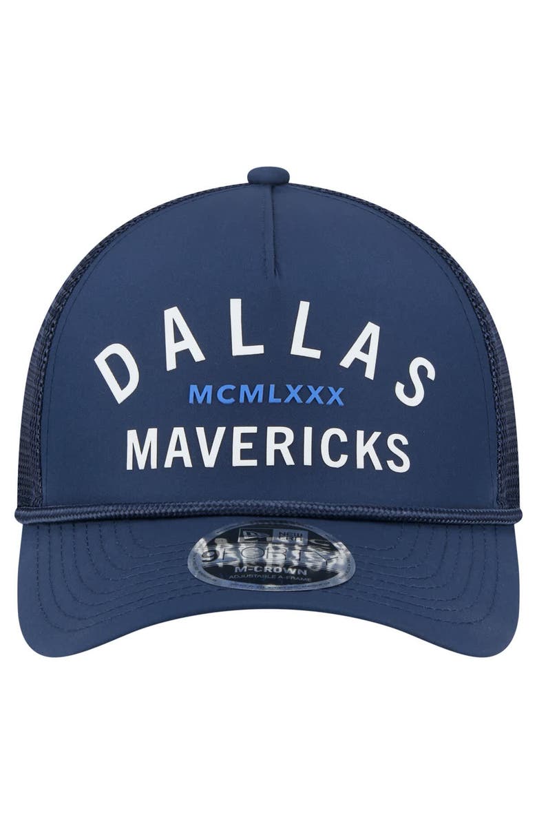 New Era Men's New Era Navy Dallas Mavericks Minimalist A-Frame 9FORTY Trucker Hat, Alternate, color, Navy