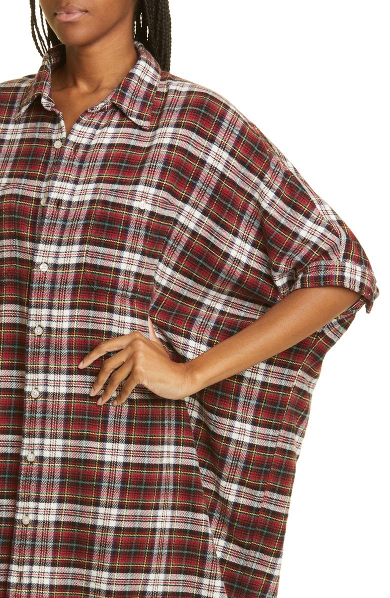 R13 Plaid Oversize Boxy Cotton Flannel Shirtdress, Alternate, color,