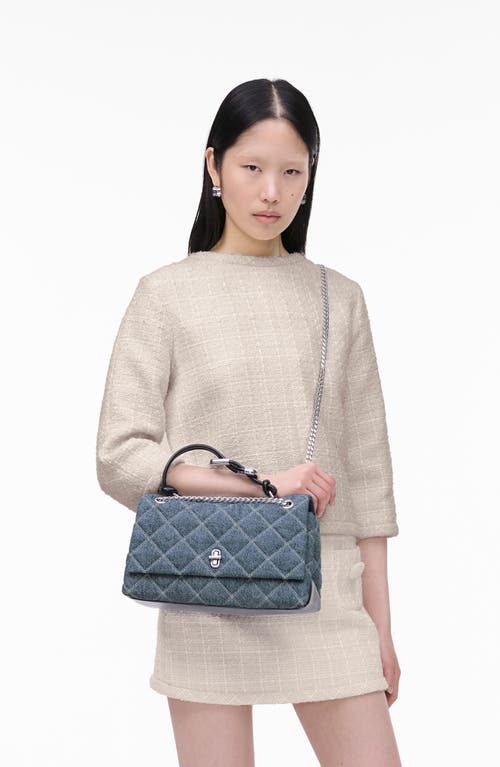MARC JACOBS MARC JACOBS THE QUILTED DENIM DUAL CHAIN SHOULDER BAG
