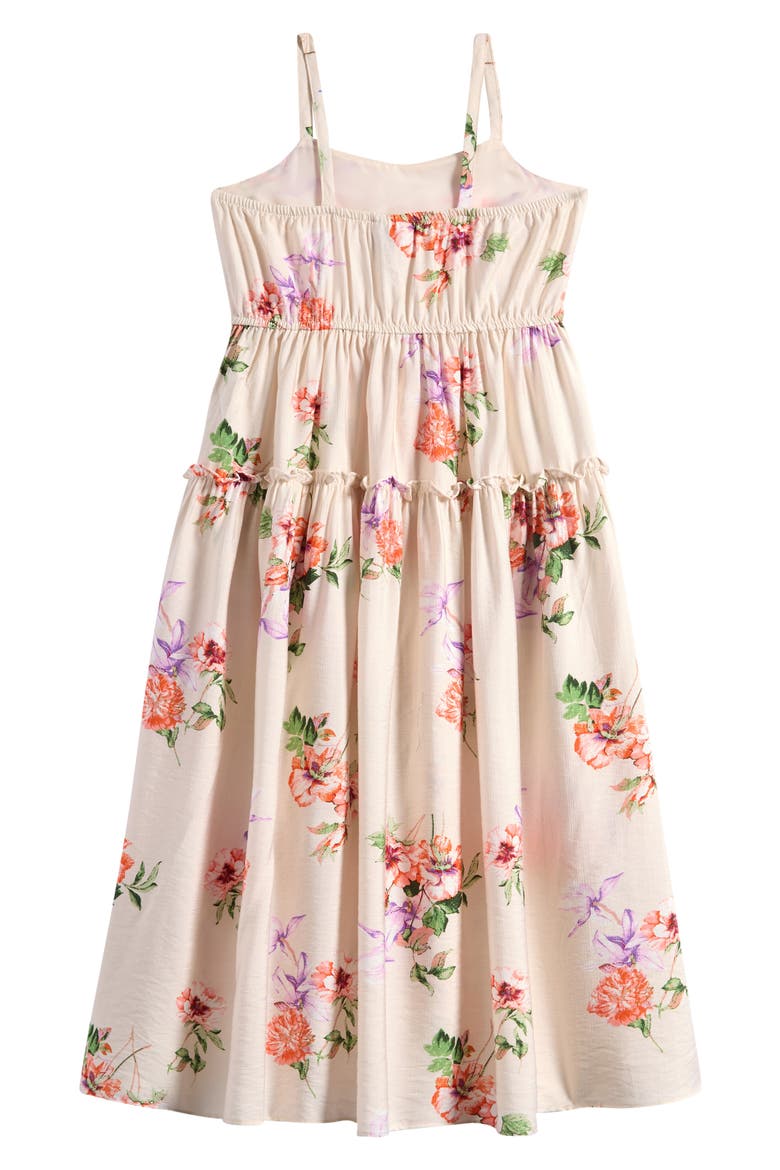 Kids' Floral Ruffle Tiered Midi Dress, Alternate, color, IVORY