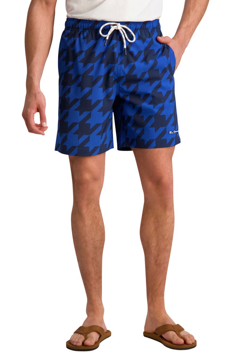 Ben Sherman Houndstooth Swim Trunks, Main, color, 