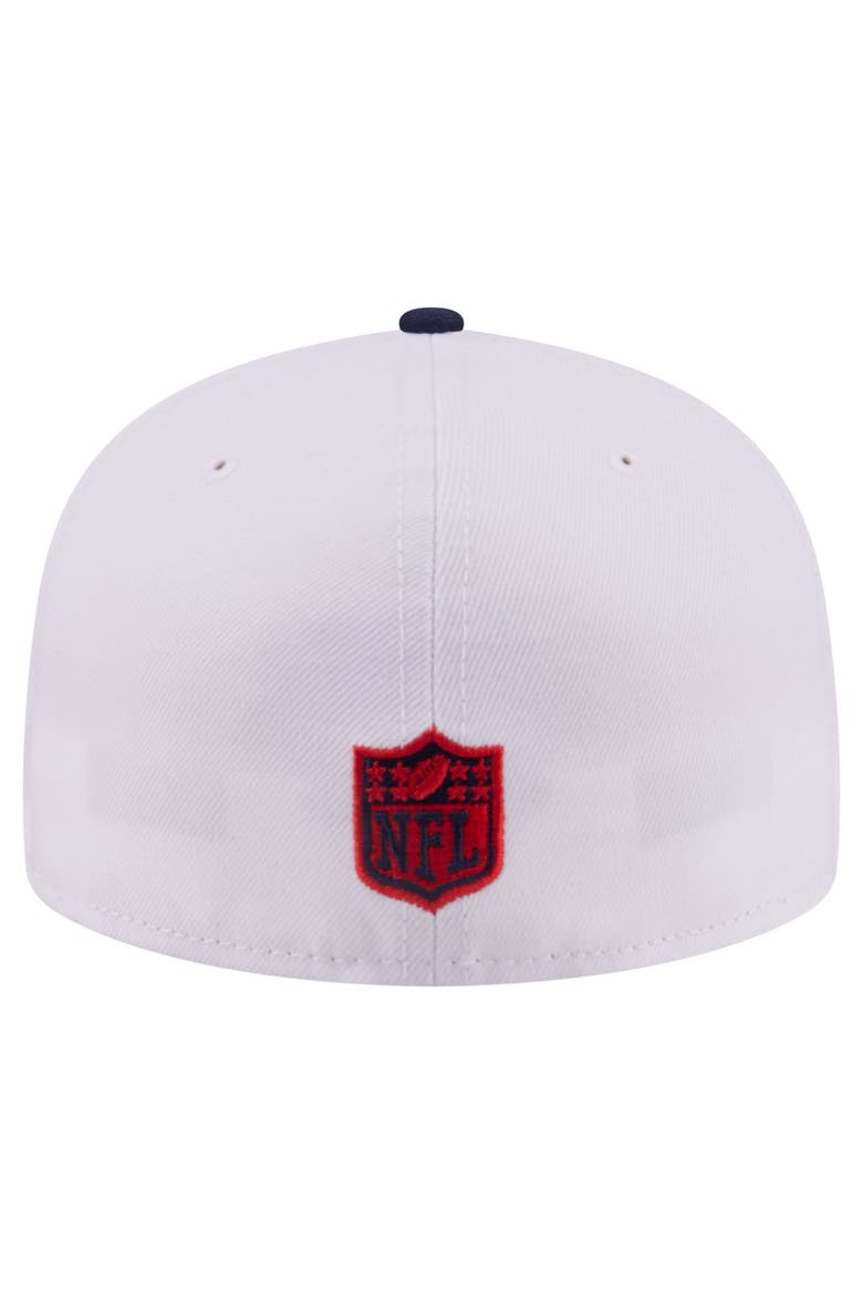 Men's New Era White/Navy New England Patriots Retro Swoop 59FIFTY Fitted Hat, Alternate, color, White