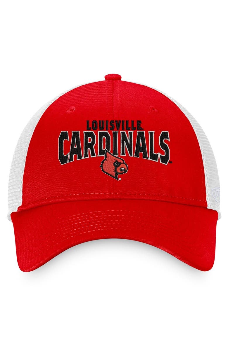 TOP OF THE WORLD Men's Top of the World Red/White Louisville Cardinals Breakout Trucker Snapback Hat, Alternate, color,