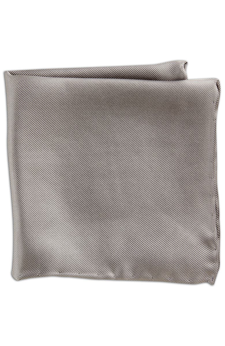 Oak Hill Premium by DXL Big & Tall Silk Pocket Square, Main, color, Med Grey