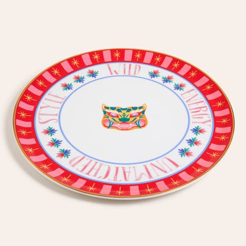 Lublin Gold Rimmed Porcelain Pizza Plate Energy 13 In