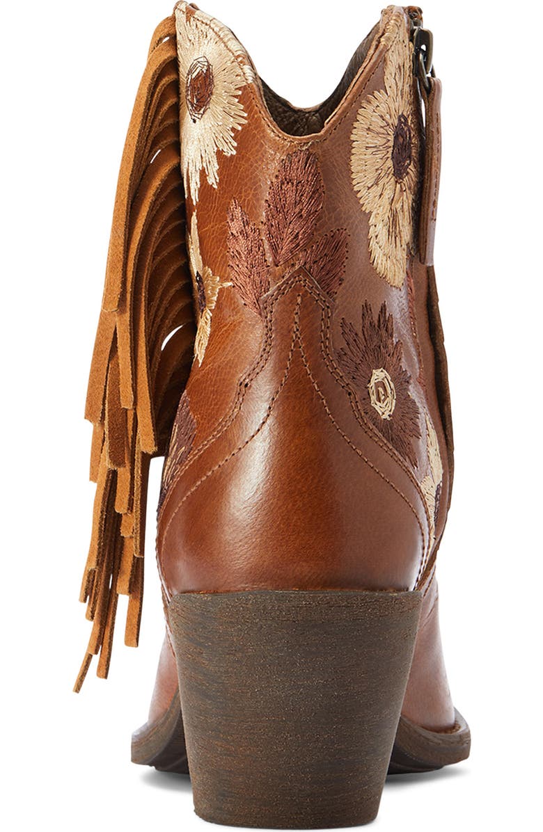 Ariat Florence Floral Embroidered Fringe Western Bootie, Alternate, color, Brown