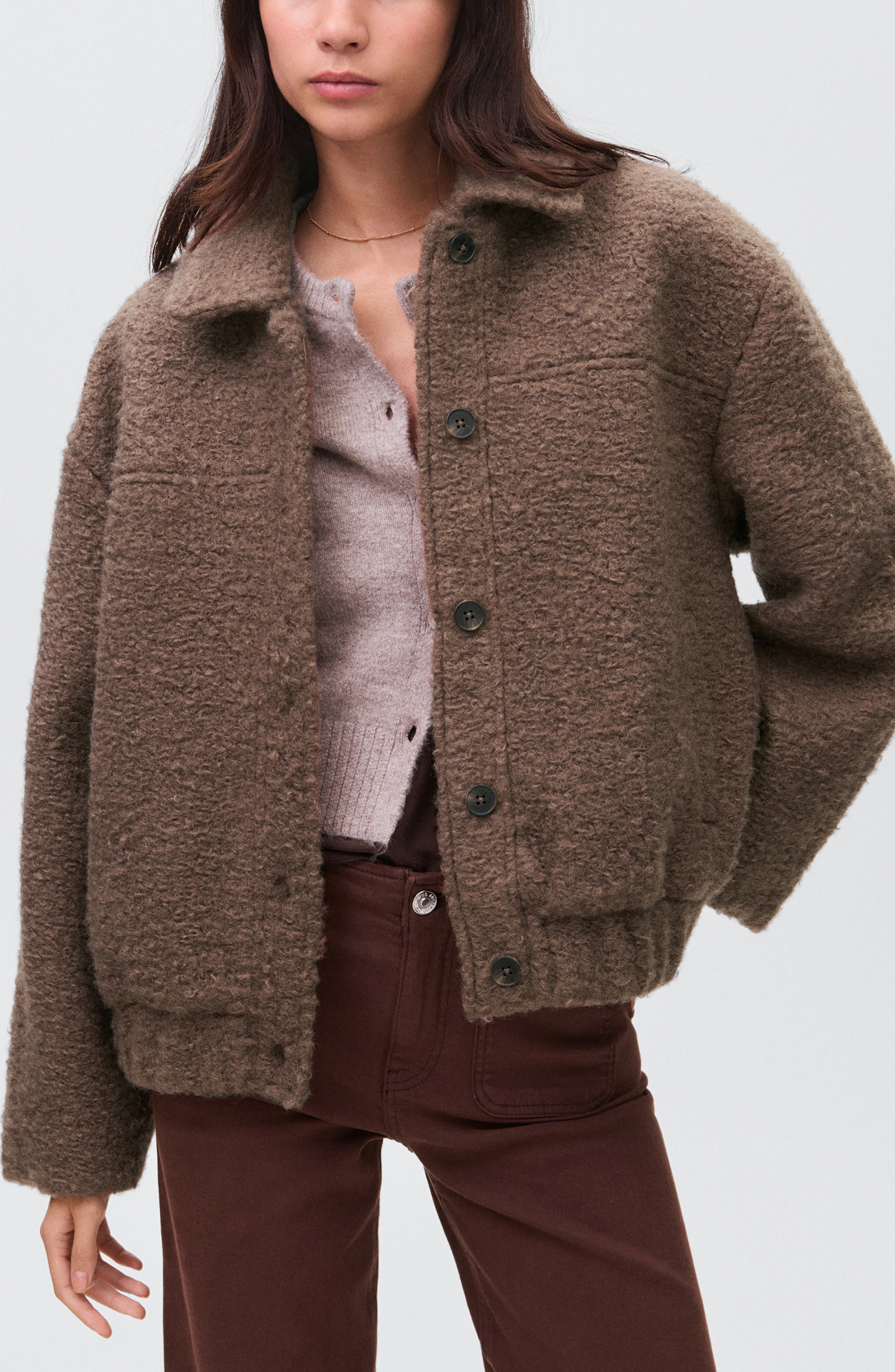 Faux Shearling Bomber Jacket