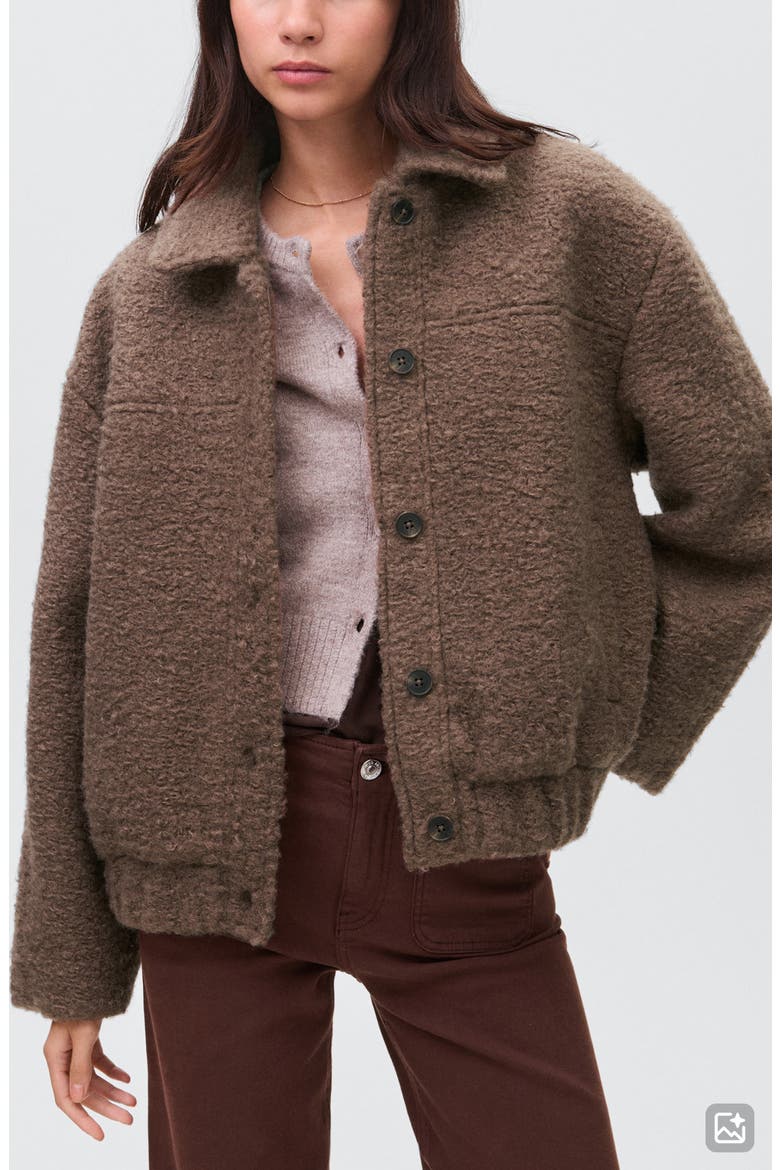 Faux Shearling Bomber Jacket, Main, color, BROWN