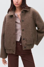 MANGO TEEN Faux Shearling Bomber Jacket