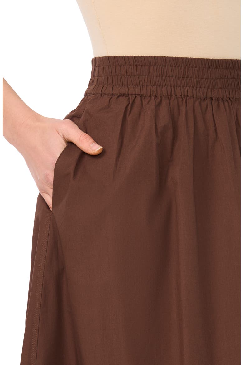 Embroidered Hem Cotton Midi Skirt, Alternate, color, SHAVED CHOCOLATE