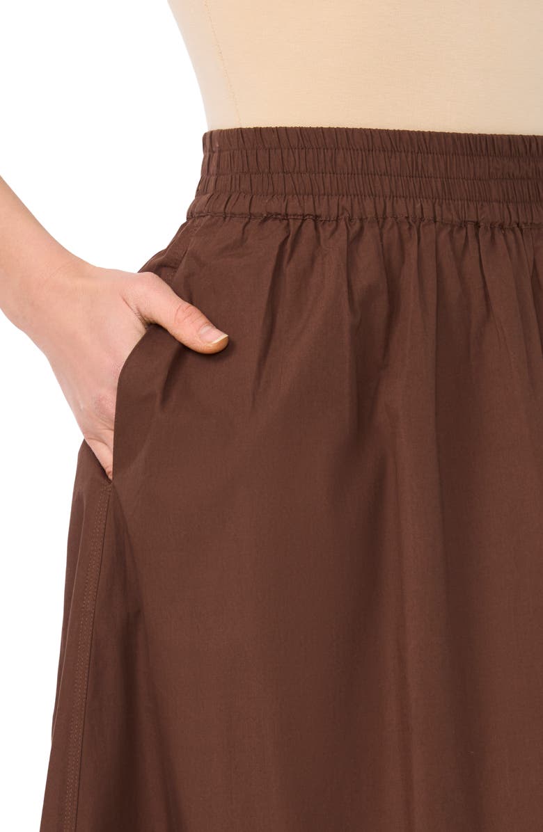 Parker Embroidered Hem Cotton Midi Skirt, Alternate, color, Shaved Chocolate