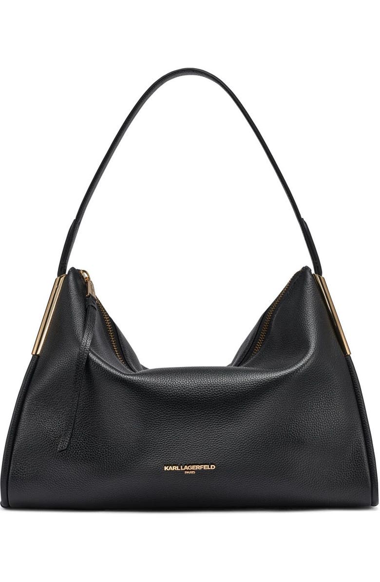 KARL LAGERFELD PARIS Valerie Hobo, Main, color, Black/Gold