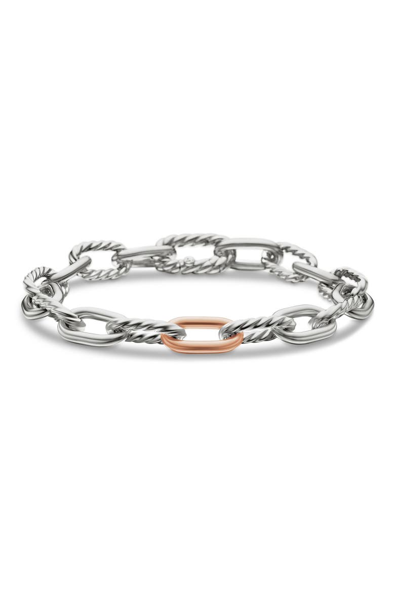 DY Madison Chain in Sterling Silver with 18K Rose Gold Bracelet, 8.5mm, Main, color, SILVER 18K ROSE GOLD
