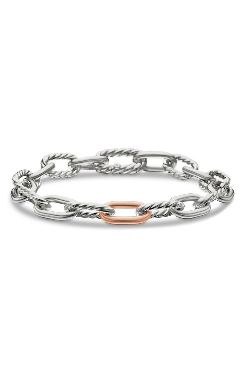 David Yurman DY Madison Chain in Sterling Silver with 18K Rose Gold Bracelet, 8.5mm, Main, color, Silver 18K Rose Gold