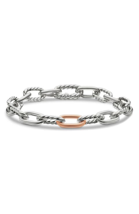 DY Madison Chain in Sterling Silver with 18K Rose Gold Bracelet, 8.5mm