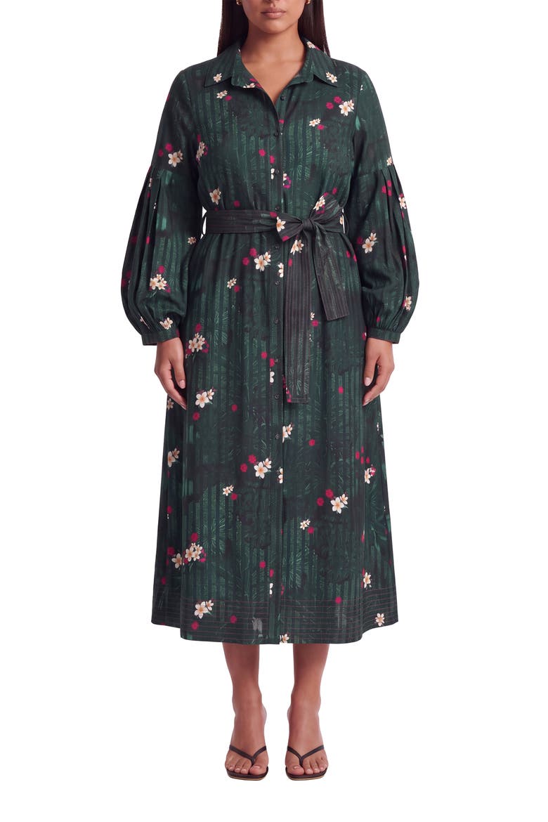 Alicia Midi Shirt Dress, Main, color, EMERALD GREEN