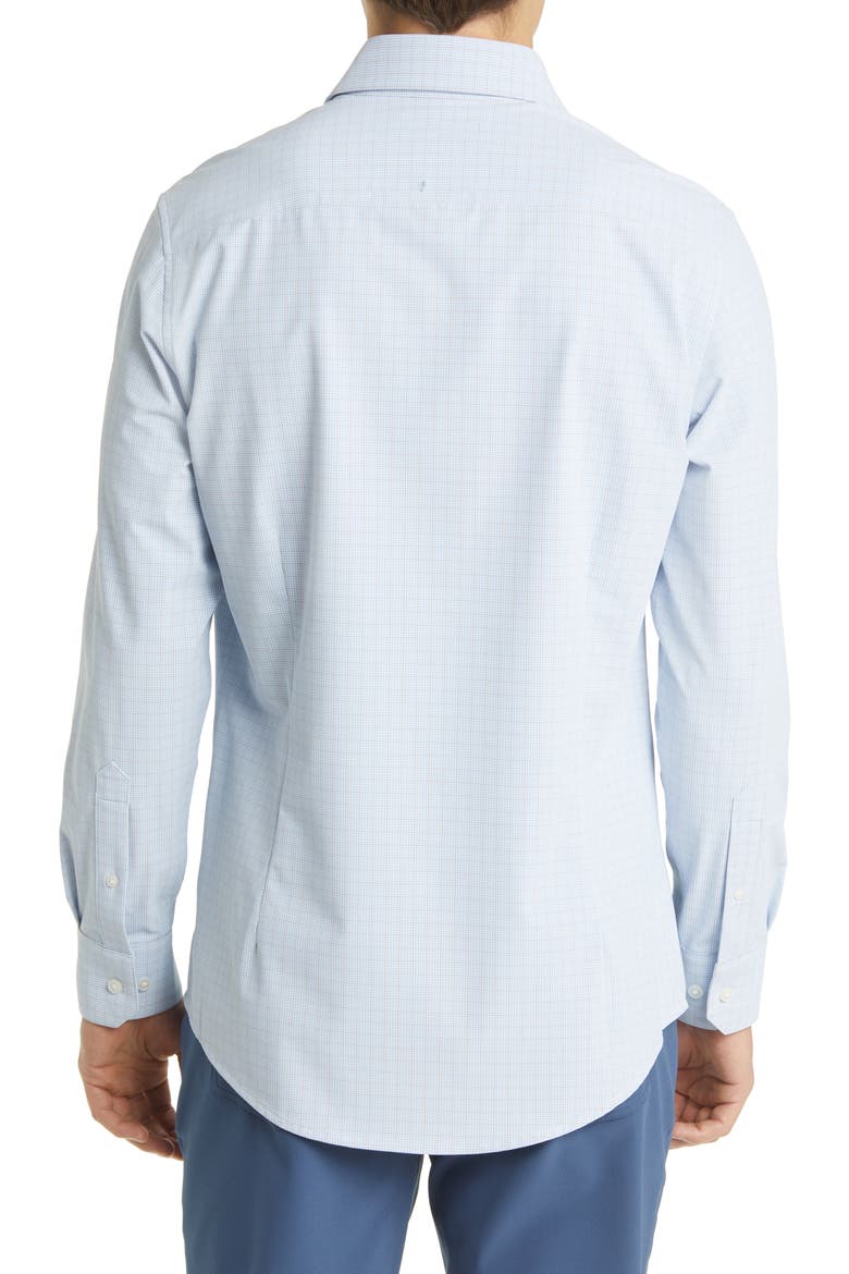 Leeward Trim Fit Check Print Button-Up Shirt, Alternate, color, LIGHT BLUE MINI PLAID